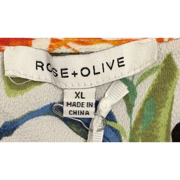 Rose + Olive Tank Top Women’s Floral Runched Strap Tank Top Size XL NWT Bright - Picture 3 of 7